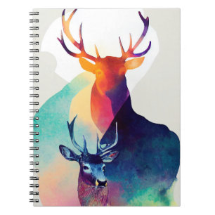 Stag Deer Wild Nature Tierfarben Malerei Notizblock