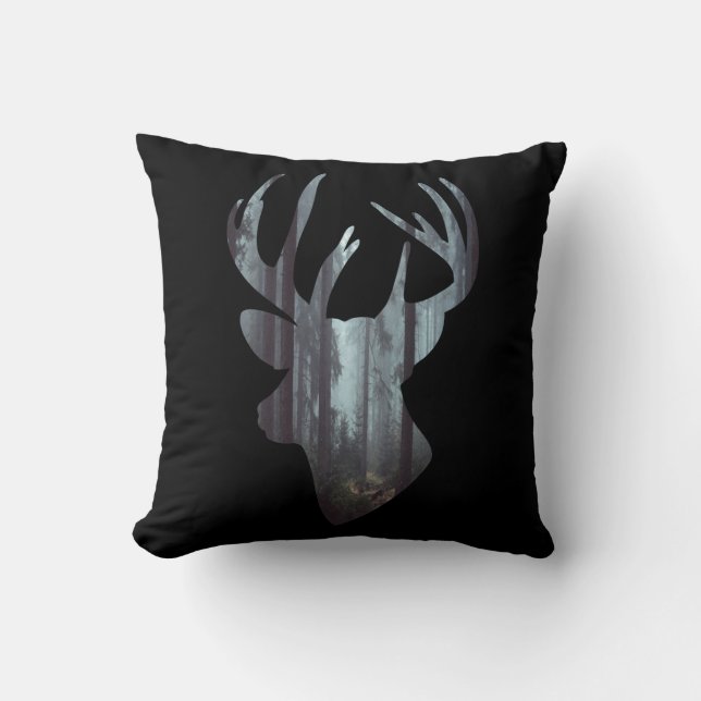 Stag Head und Scottish Tartan Pattern Kissen (Vorderseite)