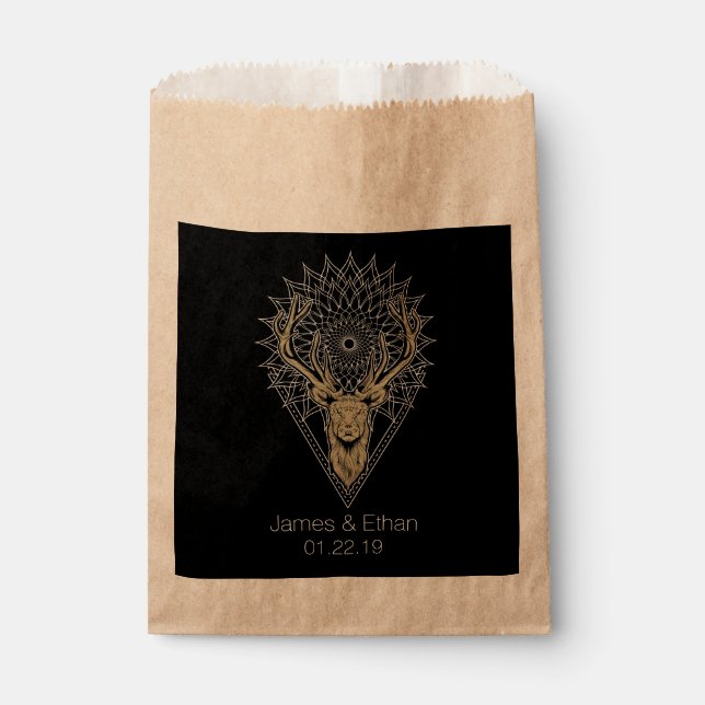 Stag Mandala Wedding Geschenktütchen (Vorderseite)
