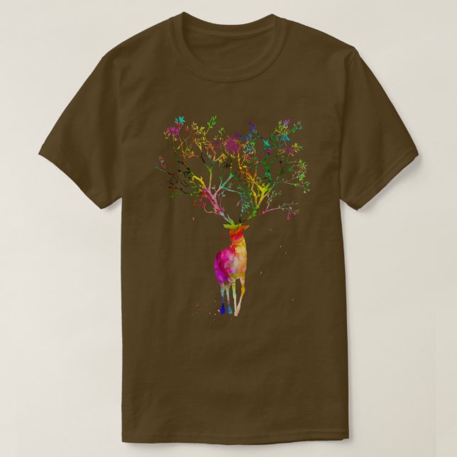 Stag mit Baumhupen 2 T-Shirt (Design vorne)