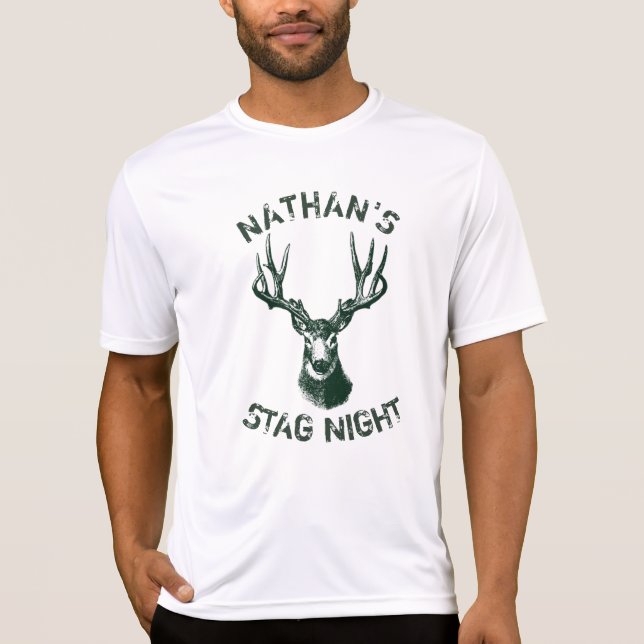 Stag Night Antlers Team Groom T-Shirt (Vorderseite)