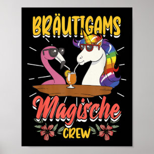 Stag Party Groom Bride Bachelor Unicorn Poster