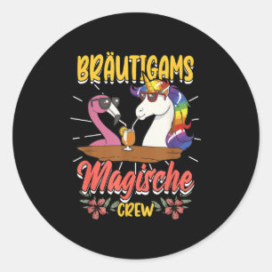 Stag Party Groom Bride Bachelor Unicorn Runder Aufkleber