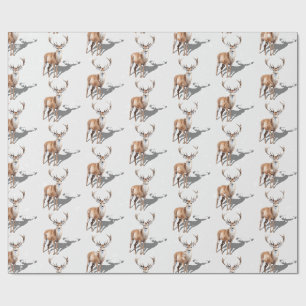 Stag Reindeer First Snowfall Weihnachtsweiße Geschenkpapier