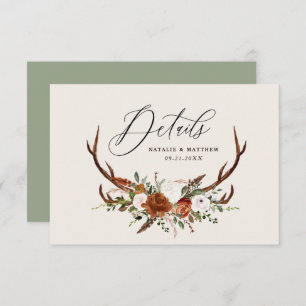 Stag terracotta Rost Blumen elegante Hochzeitsbudg Save The Date