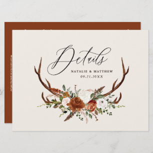 Stag terracotta Rost Blumen elegante Hochzeitsbudg Save The Date