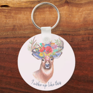 Stag und Blume Crown Funny Weckte so auf Schlüsselanhänger