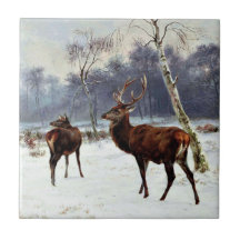 Stag und Dog in einer verschneiten Landschaft