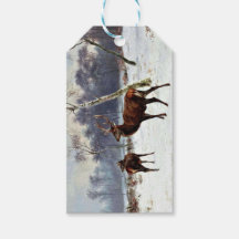 Stag und Dog in einer verschneiten Landschaft