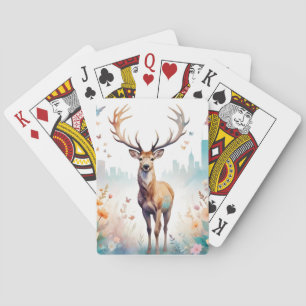 Stag Vintage Blume des Tierschutzes Art Spielkarten