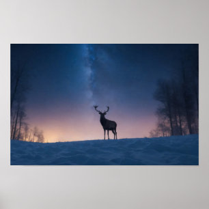 Stag Wild Majestic Animal in der Sternengalaxie Poster