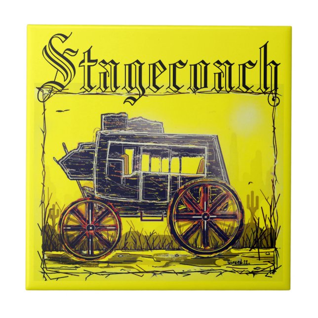 Stagecoach alter antiker Westen Fliese (Vorderseite)