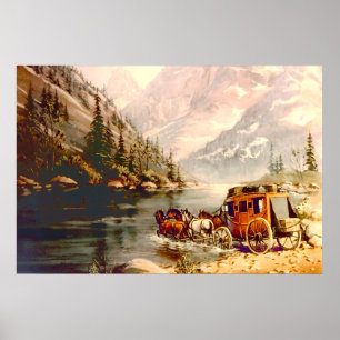 STAGECOACH-FLUSSÜBERQUERUNG durch SHARON SHARPE Poster