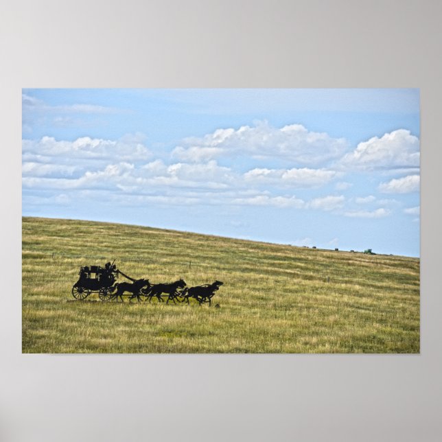 Stagecoach Silhouette Skulptur, Süddakota Poster (Vorne)