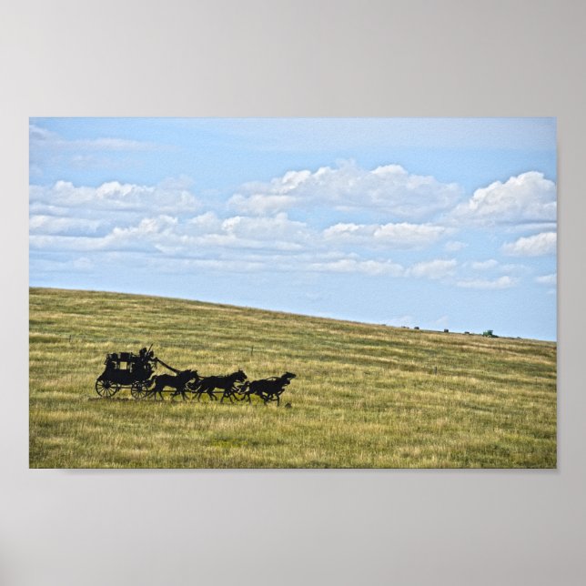 Stagecoach Silhouette Skulptur, Süddakota Poster (Vorne)