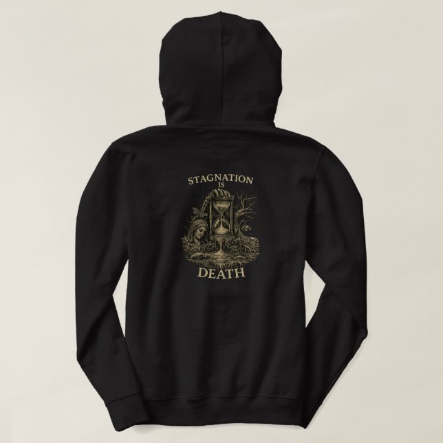 Stagnation ist Tod Hoodie (Design Rückseite)