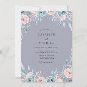 Stahl-Amethyst-Watercolor-Hochzeit Einladung