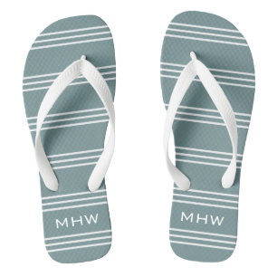 Stahl Blue Stripes kundenspezifische Monogramm San Flip Flops