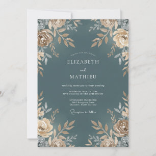 Stahl Champagner Blatt Hochzeit Einladung