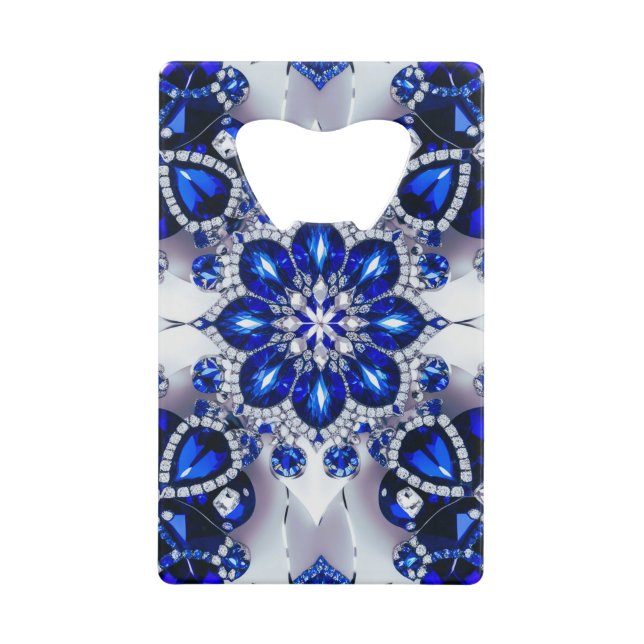 Stahl Flaschenöffner mit blauen weißen Farben (Vorderseite)