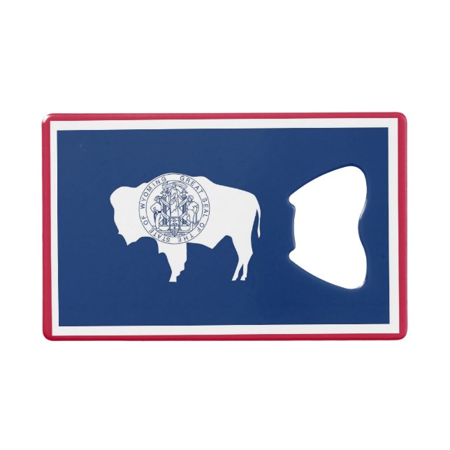 Stahl Flaschenöffner mit Flagge von Wyoming (Vorderseite (Horizontal))