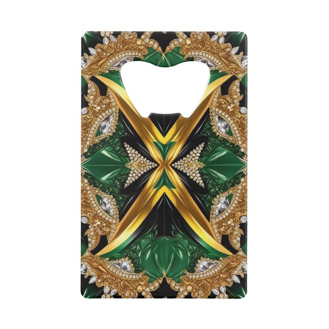 Stahl Flaschenöffner mit Jamaika Farben (Vorderseite)