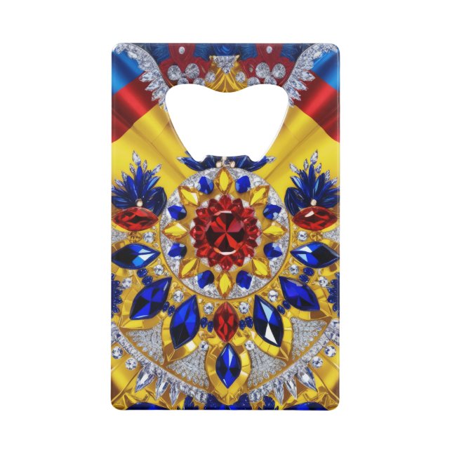 Stahl Flaschenöffner mit rumänischen Farben (Vorderseite)