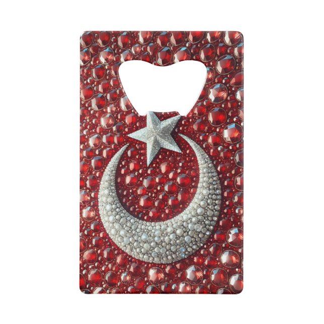 Stahl Flaschenöffner mit türkischen Farben (Vorderseite)