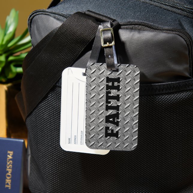 Stahl Hintergrund mit fett schwarzem Glaubenswort Gepäckanhänger (Von Creator hochgeladen)