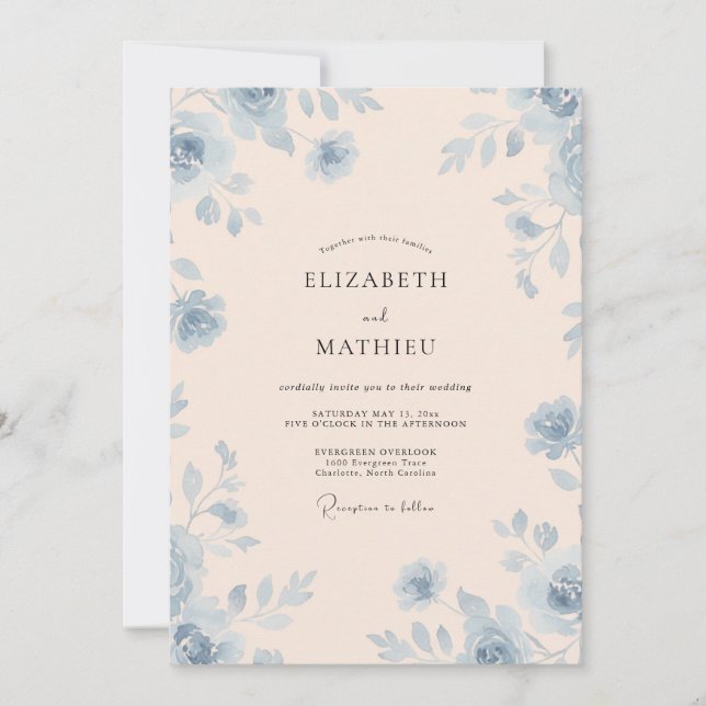 Stahl Ivory Bloom Hochzeit Einladung (Vorderseite)