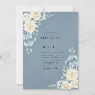 Stahl Ivory Pfingstrosen-Hochzeit Einladung