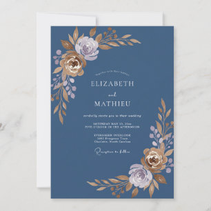 Stahl-Lavendel-Blüten-Hochzeit Einladung