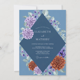 Stahl-Lila-Blüten-Hochzeit Einladung