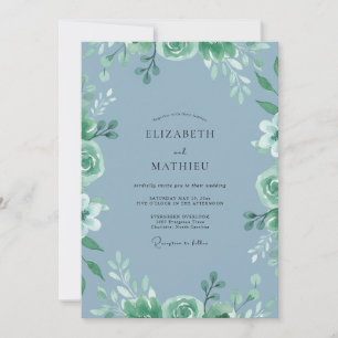 Stahl-Minz-Laub-Gemäßigte-Eukalyptus-Hochzeit Einladung