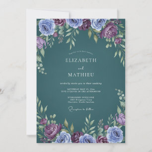 Stahl-Pfirsich-Ranunculus-Eukalyptus-Hochzeit Einladung