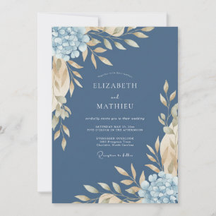 Stahl-Schiefer-Hortensien-Eukalyptus-Hochzeit Einladung