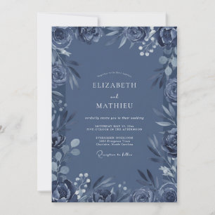 Stahl-Schiefer-Laub-Grau-Eukalyptus-Hochzeit Einladung