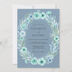 Stahl Silber Pfingstrosen Hochzeit Einladung