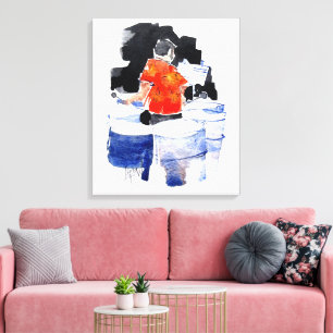 Stahl-Trommeln Bass-Spieler / Künstler Larry Lerew Leinwanddruck