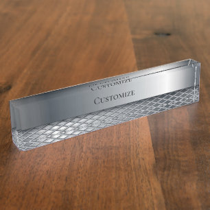 Stahl und Metallgewebe modern Namensplakette