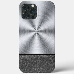 Stahl- und Schwarzlederdruck Case-Mate iPhone Hülle