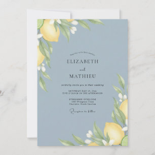 Stahl-Zitronen-Laub-Eukalyptus-Hochzeit Einladung