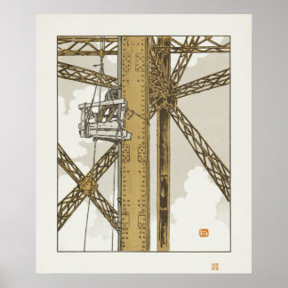 Stahlbauer bei der Arbeit am Turm Poster