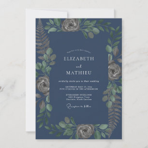 Stahlbemalte Hochzeit mit Laub Einladung