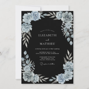 Stahlblaue seraphische Winterhochzeit Einladung