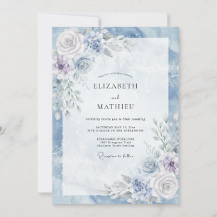 Stahlblaues Leuchtendes Winterhochzeit Einladung