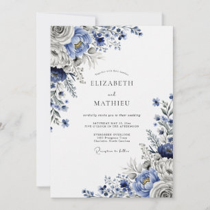 Stahlblaues Sublimes Winterhochzeit Einladung