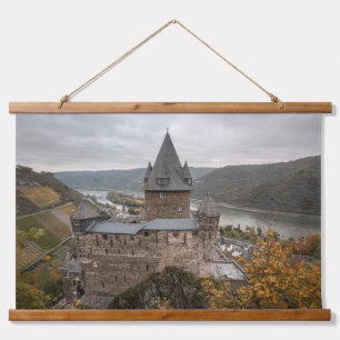 Stahleck Castle Bacharach Deutschland Wandteppich Mit Holzrahmen