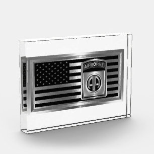 Stahlflagge der 82. Im Flugzeug Division mit Patch Fotoblock