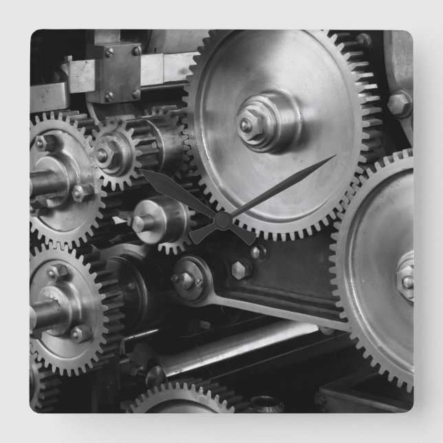 Stahlgetriebe Quadratische Wanduhr (Vorderseite)